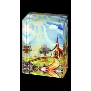Solid Crystal Paperweight - Large - Block with Full Color Graphic