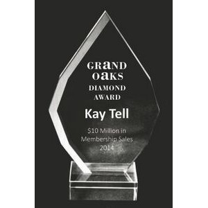 EXCLUSIVE! Acrylic and Crystal Engraved Award - 8" Tall Square Drop