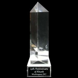 Solid Crystal Engraved Award - 12" - Obelisk