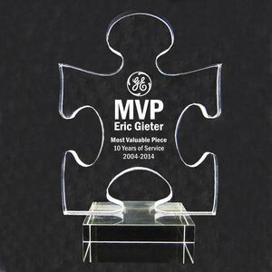 Acrylic and Crystal Engraved Award - "The MVP - Most Valuable Piece" - 7" Tall