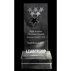EXCLUSIVE! Acrylic and Crystal Engraved Award - 6" Tall Leadership Star