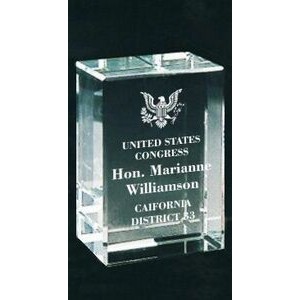 Solid Crystal Engraved Award - Large Clear Block