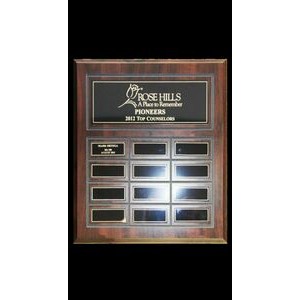 Walnut Finish Perpetual Plaque with 12 Metal Plates - 12" x 13"