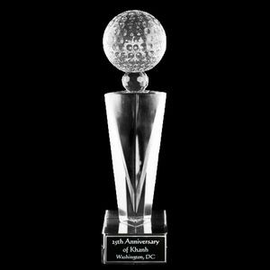 Solid Crystal Engraved Awardy - 10" large - Elegante Golf Ball