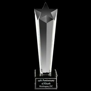 Solid Crystal Engraved Award - 12" - Star Tower