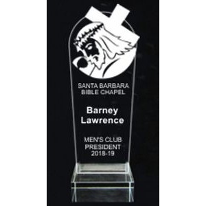EXCLUSIVE! Acrylic and Crystal Engraved Award - 9-1/2" Tall - Jesus with Cross