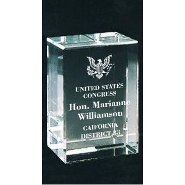 Solid Crystal Engraved Award - Small Clear Block