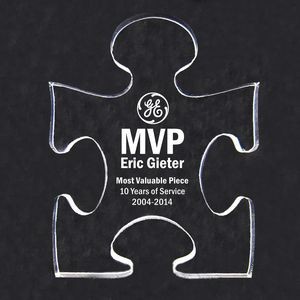 Acrylic Engraved Paperweight - "The MVP - Most Valuable Piece" - 4" Tall