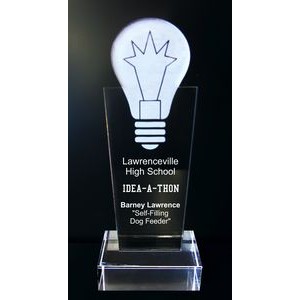 EXCLUSIVE! Acrylic and Crystal Engraved Award - 9-1/2" Tall - Light Bulb-Idea