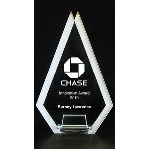 VALUE LINE! Acrylic Engraved Award - 6" Double Diamond - Key Base