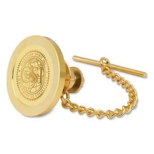 Gold Plated Lapel Pin w/Button Chain