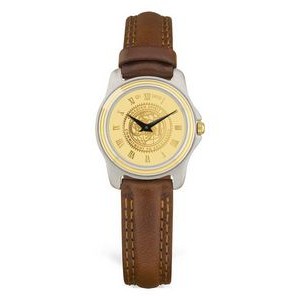 Ladies Silver Wristwatch w/ Brown Strap