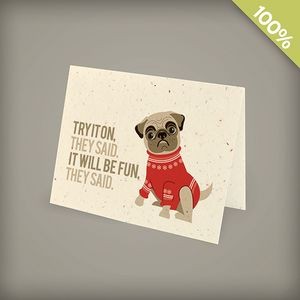 A2 Seed Paper Personalized Holiday Pug Holiday Card