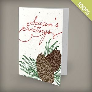 A6 100% Plantable Personalized Pinecone Season's Greetings Holiday Card