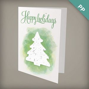 A6 Eco Evergreen Tree Green Christmas Card w/Seed Paper Shape