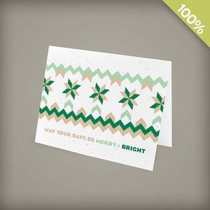 A2 Seed Paper Personalized Emerald/Mint Nordic Pattern Holiday Card