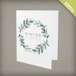 A2 Seed Paper Personalized Winterberry Wreath Holiday Card