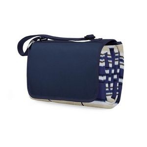 Picnic Time Blanket Tote XL Outdoor Picnic Blanket - (Blue Stripe Pattern with Navy Flap)