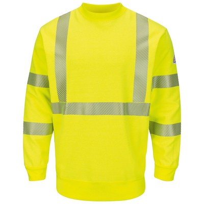 Bulwark® Men's Hi-Visibility Flame-Resistant Crewneck Fleece Sweatshirt