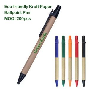 Eco-friendly Recycled Kraft Paper Ballpoint Pen (Wide Clip)