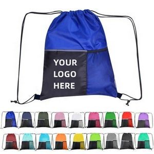 Drawstring Backpack w/ Two Pockets