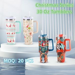 Christmas H2.0 30oz Tumbler/Mug w/ Handle & Straw