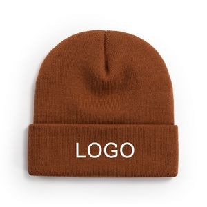 Striped Acrylic Knit Beanies with Embroidered Logo
