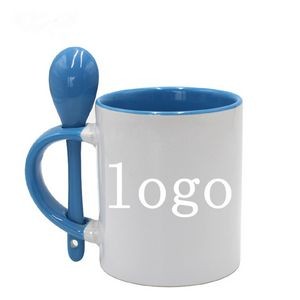 11oz Ceramic Coffee Mugs With Spoons