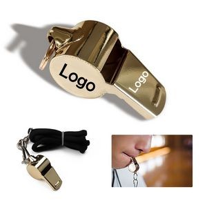 Custom Gold Stainless Metal Whistles Keychain