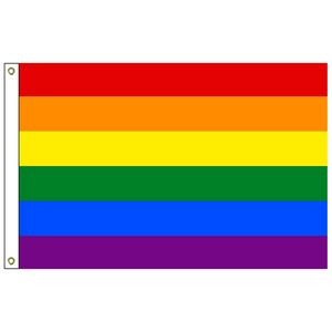 Rainbow 2' x 3' Nylon Outdoor Flag with Heading and Grommets