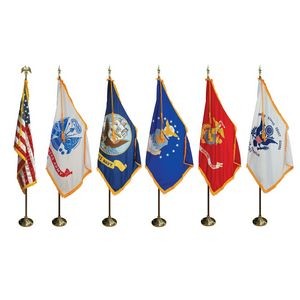 7' Pole & 3' x 5' Flag - Military and US Indoor Presentation Set