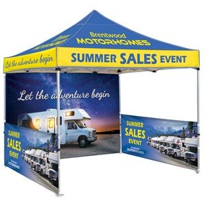 10' Heavy Duty Tent With One Full Double Sided Wall and Two Double Sided Half Walls
