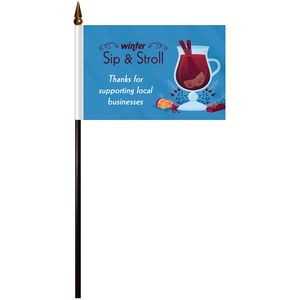 4" x 6" Single Reverse Polyester Stick Flags - HQ