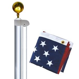 16' Residential Aluminum Poles Set With Embroidered Flag