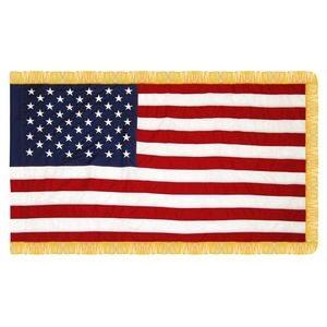 3' x 5' Cotton U.S. Flag with Pole Sleeve & Fringe - Imported