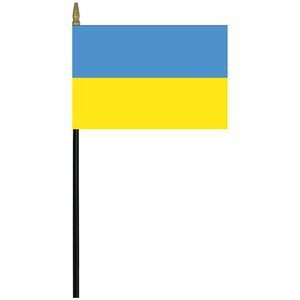 Ukraine 4" x 6" Staff Mounted Rayon Flag