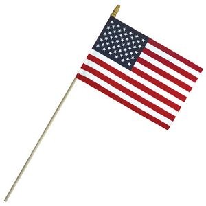 6" x 9" Economy Cotton US Stick Flag with Spear Top on a 18" Dowel