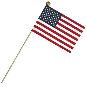 6'' X 9" Economy Cotton U.S. Stick Flag On 18" Wooden Dowel