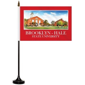6" x 9" Single Reverse Stick Flag with Black Plastic Weighted Base