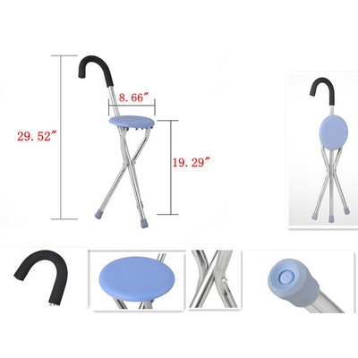 Folding Outdoor Crutches Chair with Walking Stick Folding Cane Stool