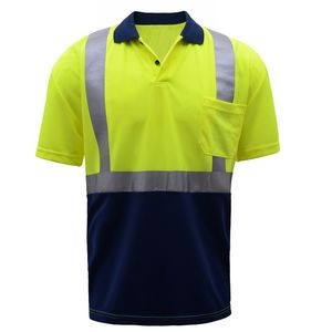 GSS™ Class 2 Lime Green Short Sleeve Polo Shirt w/Black Bottom
