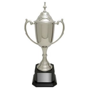 Nickel Plated Edinburgh Cup - Black Base, Award Trophy, 22"