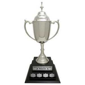 Nickel Plated Edinburgh Cup - Rosewood Base, Award Trophy, 2"