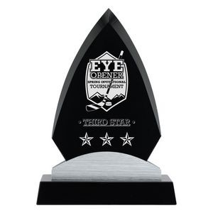 Anchorage Black Glass & Crystal Base, Award Trophy, 8