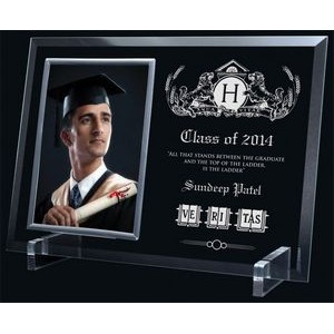 Glass Photo Frame / Holder, Award Trophy, 7"x11 "x" Frame
