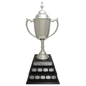 Nickel Plated Edinburgh Cup - Rosewood Base, Award Trophy, 25"