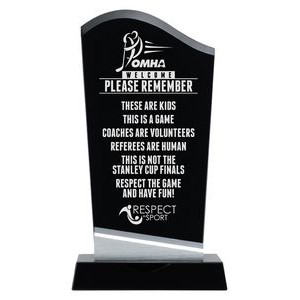 Denali Black Glass & Crystal Base, Award Trophy, 9 7/