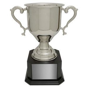 Nickel Plated Dundee Cup - Rosewood Base, Award Trophy, 15"