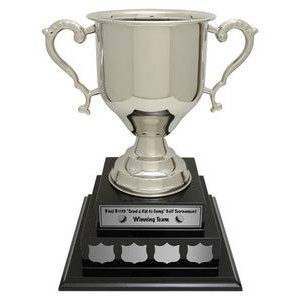 Nickel Plated Dundee Cup - Black Base, Award Trophy, 14"