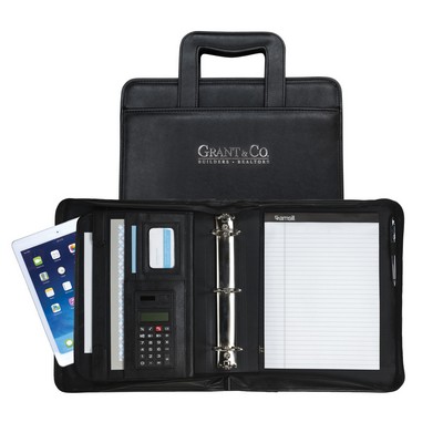 Professional™ Zipper Binder Padfolio w/iPad Pocket & Padded Handle